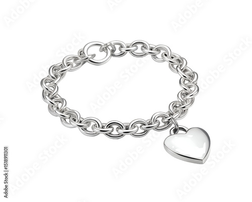 silver bracelet with heart charm closeup