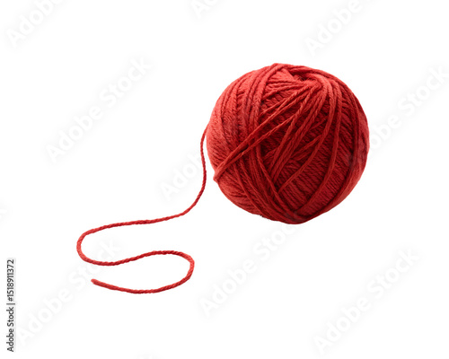 red yarn ball against white background