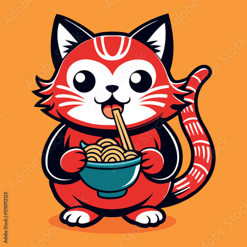 adorable cat dressed as ramen lover