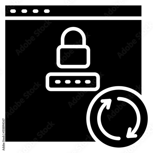 Password Reset glyph, mini illustration icon. use for modern concept, print, UI, UX kit, web and app development. Vector related to account management, ecommerce, banking and finance.