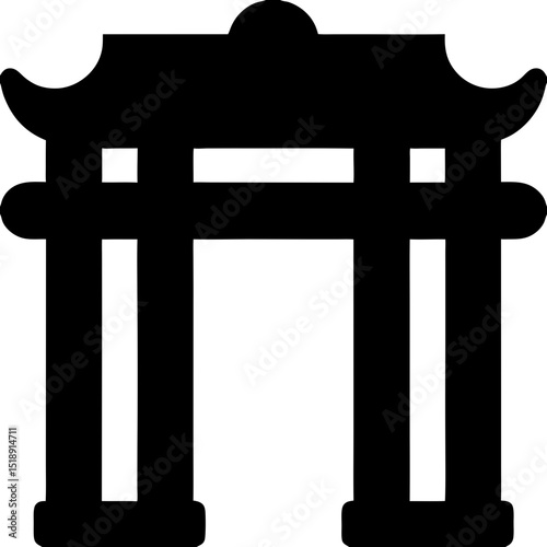 Simple Silhouette of a Traditional Japanese Torii Gate