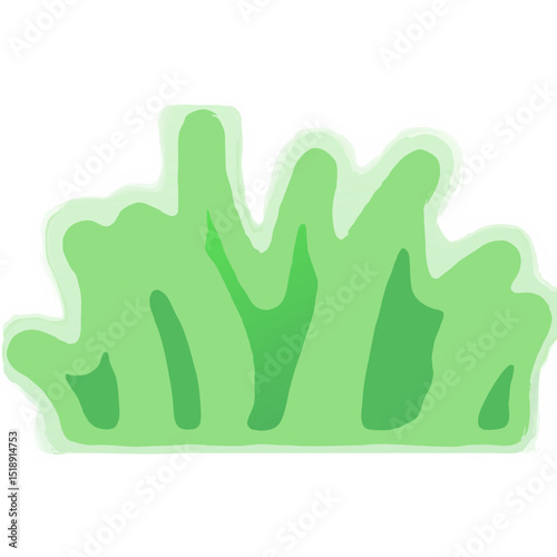 Abstract Light Green Bush with Irregular Outline and Internal Shapes