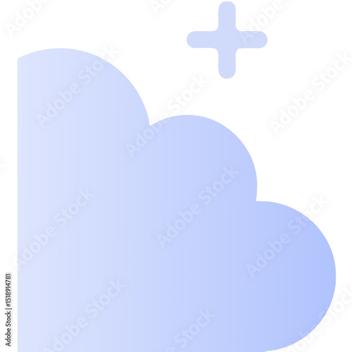 Simple Light Blue Plus Sign on Transparent Background