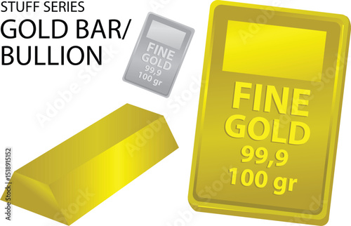 illustration vector of gold plates and bar