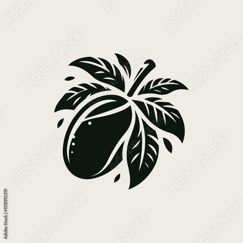 Minimalist mango fruit vector logo design with a clean, round shape for a fresh and natural company brand