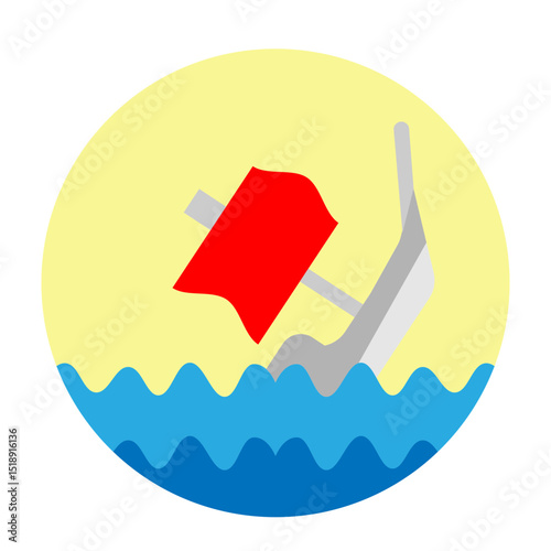 Washed Ashore Shipwreck Vector Flat Icon Design
