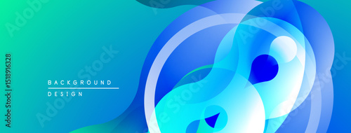 Abstract fluid shapes, vibrant blue hues, modern design. Gradient transitions create dynamic visual effect. Minimalist composition.