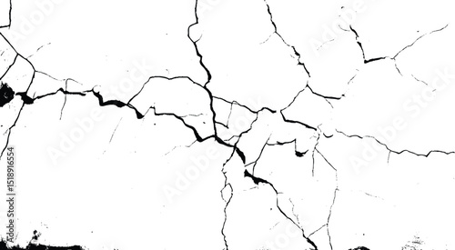 Black and white dirty old grain crack, wall texture for background. Abstract grunge stock photo. 