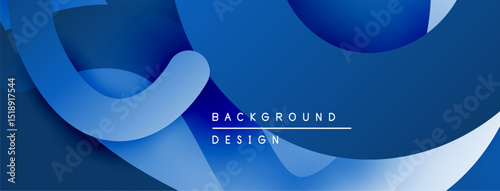 Abstract blue layers create dynamic background. Smooth shapes overlap, offering modern visual appeal. Minimalist design suits various projects.