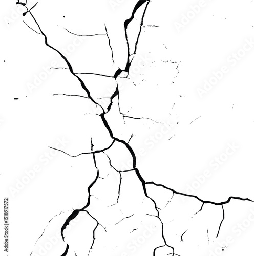 Cracked Texture Grunge Distressed Concrete Crackle Urban Background Overlay Vector stock illustration. 