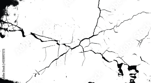 Cracked Texture Grunge Distressed Concrete Crackle Urban Background Overlay Vector stock illustration. 