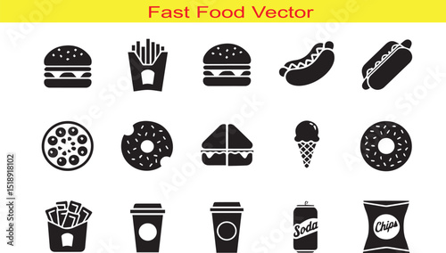 Fast Food Vector Illustration on White Background
