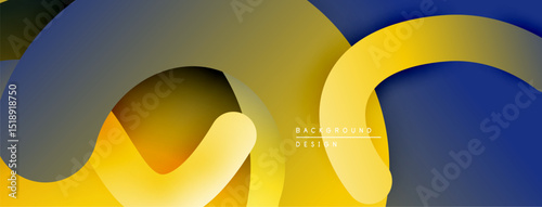 Abstract layers create dynamic composition. Yellow, blue, gray tones blend smoothly. Modern design element for backgrounds, presentations.