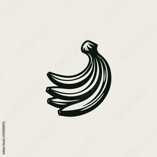 Minimalist banana fruit vector logo design with a clean, curved shape for a fresh and natural company brand