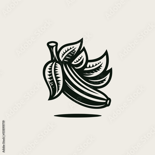 Stylized banana fruit vector illustration depicting a simple, juicy tropical element for various food products