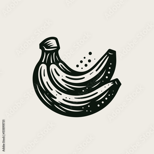 Stylized banana fruit vector illustration depicting a simple, juicy tropical element for various food products