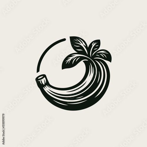 Stylized banana fruit vector illustration depicting a simple, juicy tropical element for various food products