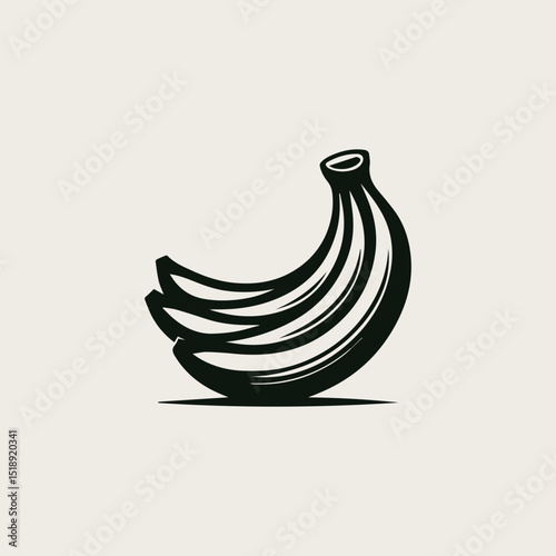 Vibrant yellow banana fruit vector logo illustration with a curved shape for healthy food brands