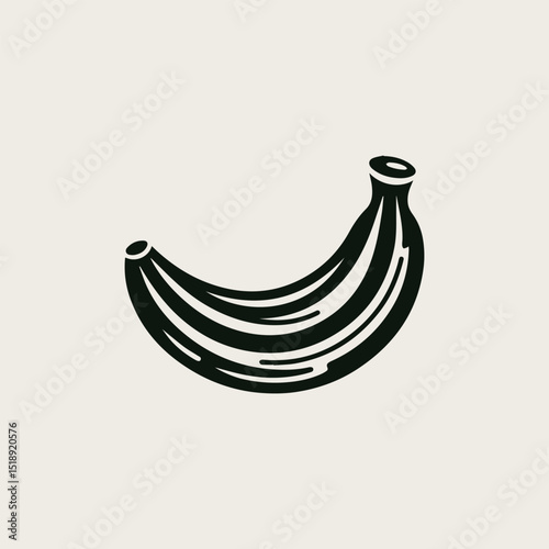 Vibrant yellow banana fruit vector logo illustration with a curved shape for healthy food brands