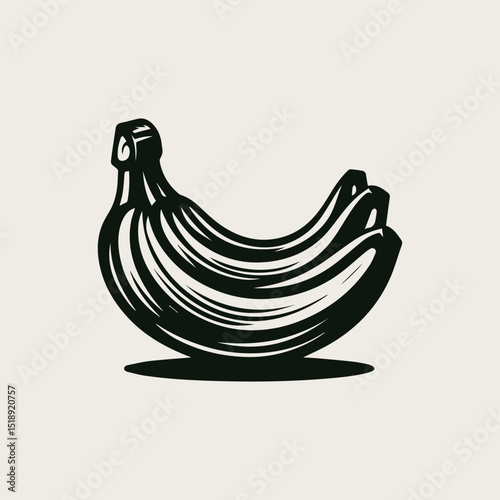 Vibrant yellow banana fruit vector logo illustration with a curved shape for healthy food brands