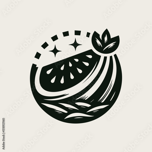 Refreshing watermelon fruit vector logo illustration showcasing sweet juicy produce with a summer design