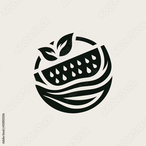 Refreshing watermelon fruit vector logo illustration showcasing sweet juicy produce with a summer design