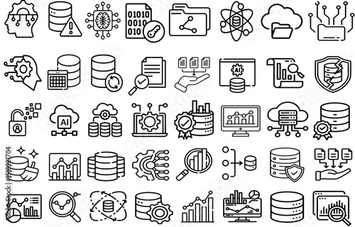 Data Vector Icons Pack – Editable Line Symbols for UI, Web, and App Design