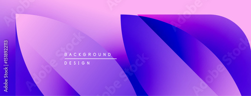 Abstract gradient shapes overlap. Purple, pink hues dominate design. Modern aesthetic, suitable for backgrounds, presentations.