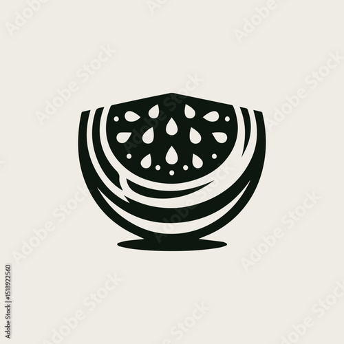 Stylized watermelon fruit vector illustration depicting a simple, juicy orchard element for various food brands