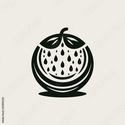 Minimalist watermelon fruit vector logo design with a clean, round shape for a fresh and natural company brand