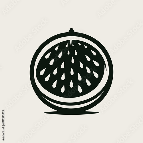 Minimalist watermelon fruit vector logo design with a clean, round shape for a fresh and natural company brand