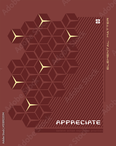 Appreciate positive text vector design with stripes and geometrical texture