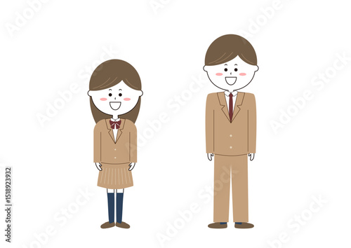 制服を着た男女のイラスト