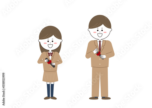 卒業証書を持つ男女のイラスト