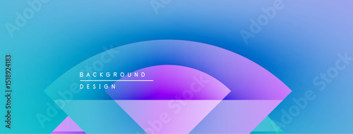 Abstract gradient background. Blue, purple hues blend smoothly. Minimalist design features geometric shapes, text elements. Modern aesthetic.