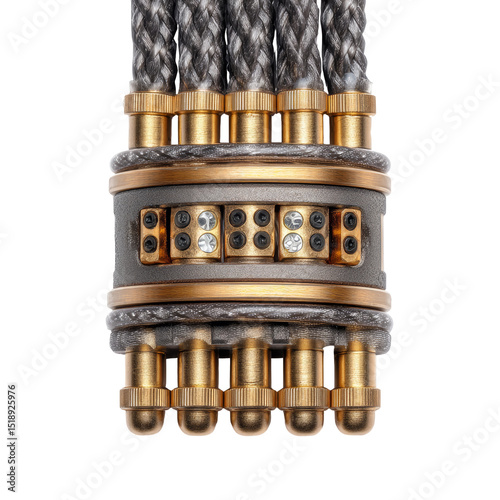 Intricate Design of Braided Rope and Golden Connectors for Crafting and Engineering Projects