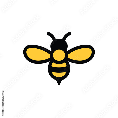 art shows a cute simple bee icon with yellow wings and stripes