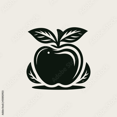 Stylized apple fruit vector illustration depicting a simple, juicy orchard element for various food brands