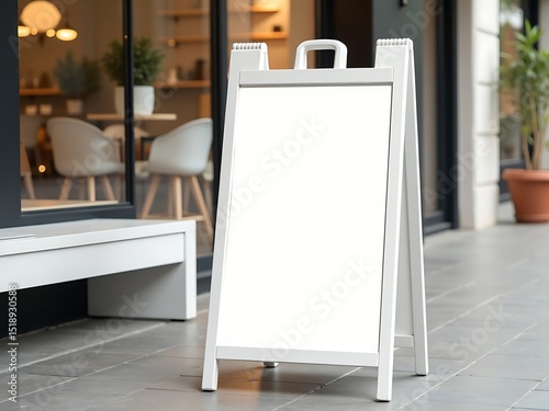 White a frame sidewalk sign mockup for cafe restaurant business advertising and promotion outdoor display 