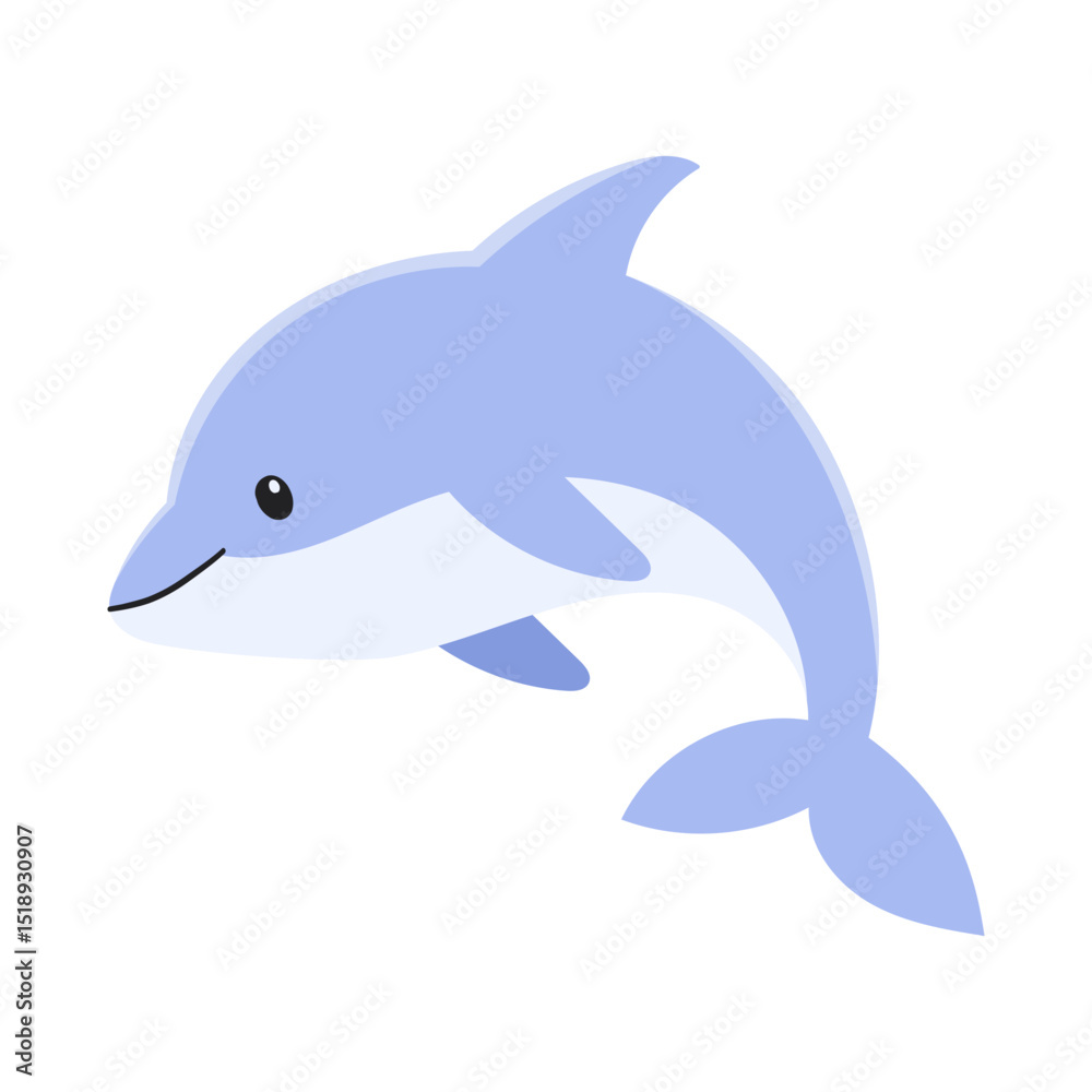 Fototapeta premium Illustration of a Cute Cartoon Dolphin