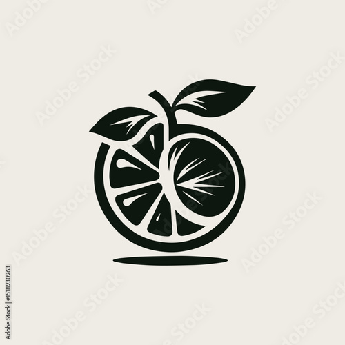 Minimalist orange fruit vector logo design with a clean, round shape for a fresh and natural company brand