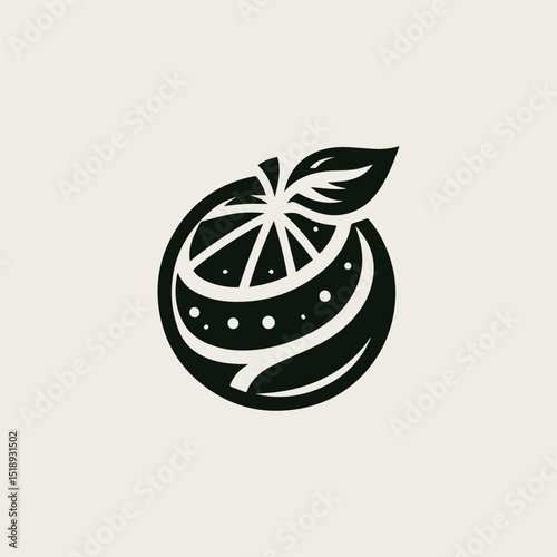 Minimalist orange fruit vector logo design with a clean, round shape for a fresh and natural company brand