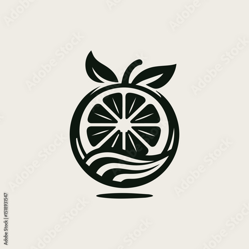 Stylized orange fruit vector illustration depicting a simple, juicy citrus element for various food brands