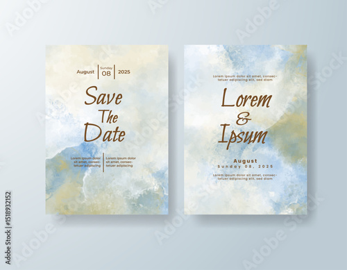 Wedding invitation with abstract watercolor background