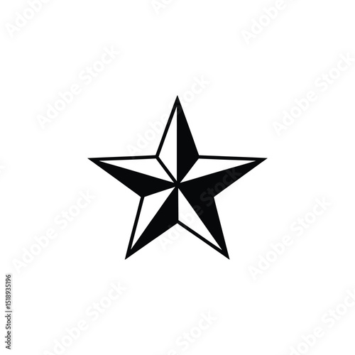 Nautical Star Tattoo Design Black and White Five Point Star Illustration