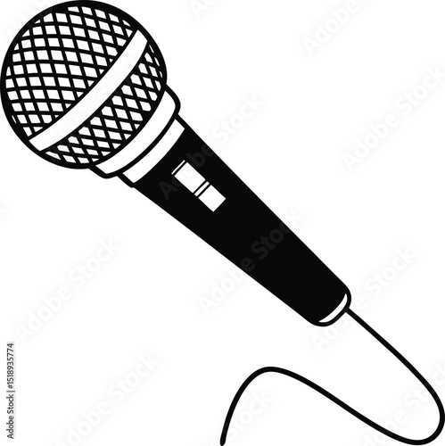 Outline of microphone vector illustration for music 