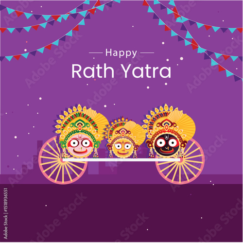 The chariot god with his siblings sitting for puja