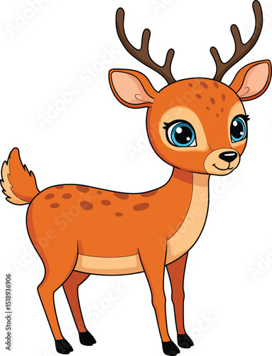 Adorable Cartoon Baby Deer Illustration with Big Blue Eyes