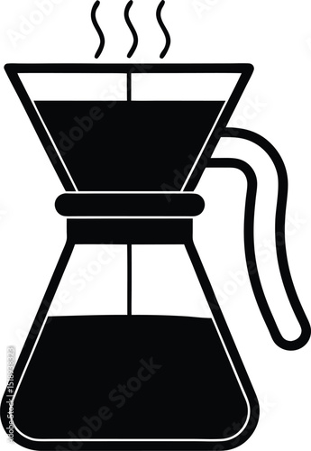 Black and White Engraving of a Coffee Brewer on White Background | Premium AI-generated vector
