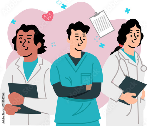 Healthcare Professionals team. medical professionals. doctors and nurses. health workers. medical staff. carton doctor